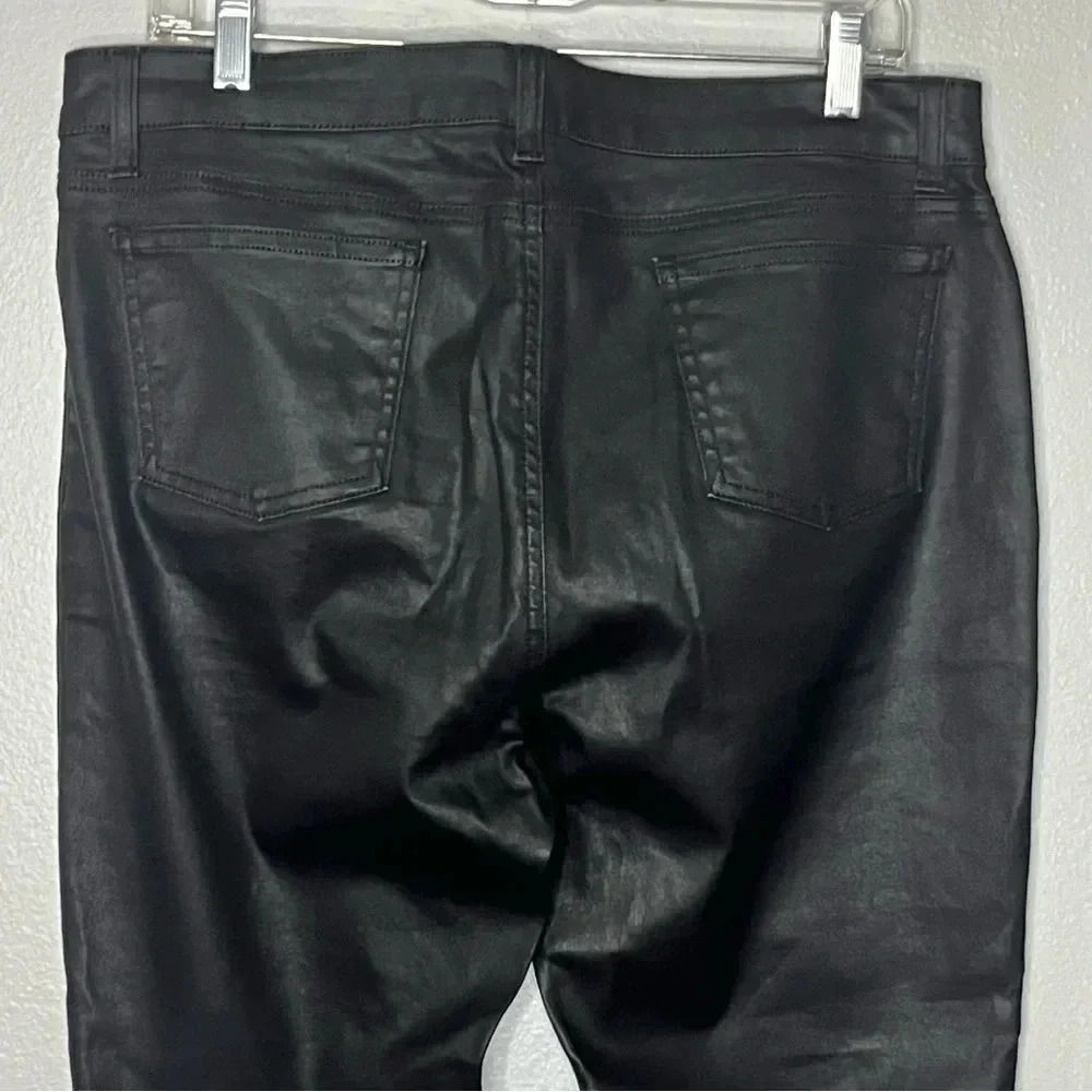Eileen Fisher Straight Slim Fit Jeans Women 14P Black Shimmer 5 Pocket Casual - Picture 6 of 9